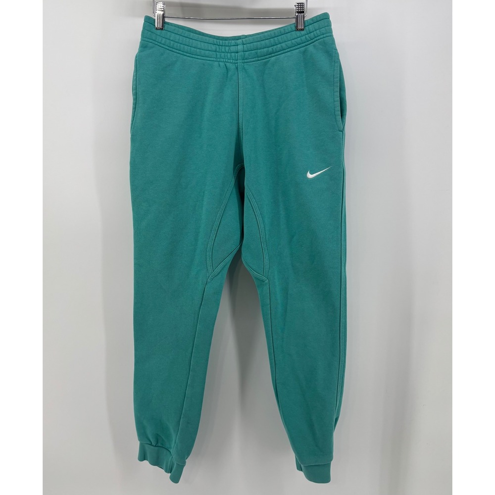 Nike Sportswear Fleece Joggers Men's Medium Teal Embroidered Swoosh Logo